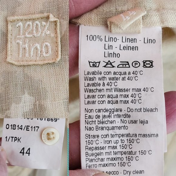 120% Lino Yellow Leopard Print Linen Ruffle Front Blouse - Picture 5 of 5